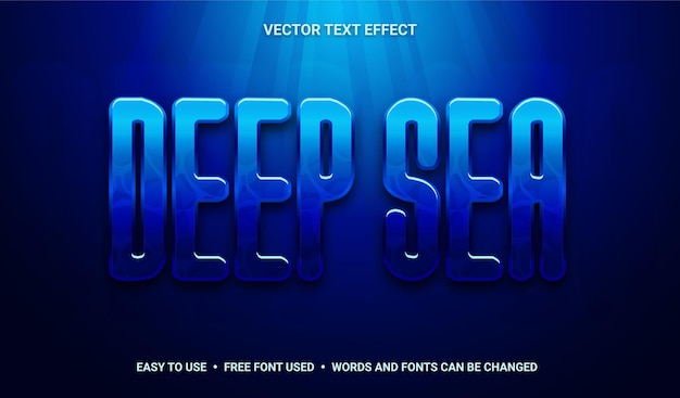 Efecto de texto vectorial editable de aguas profundas