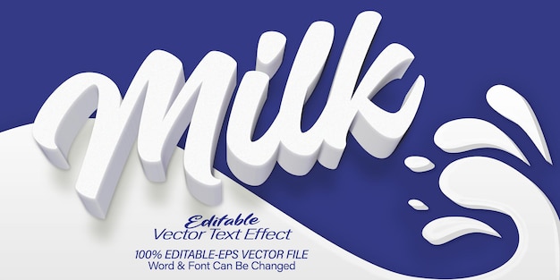 Efecto de texto vectorial Editable Alfabeto Blanco Beber leche yogur líquido