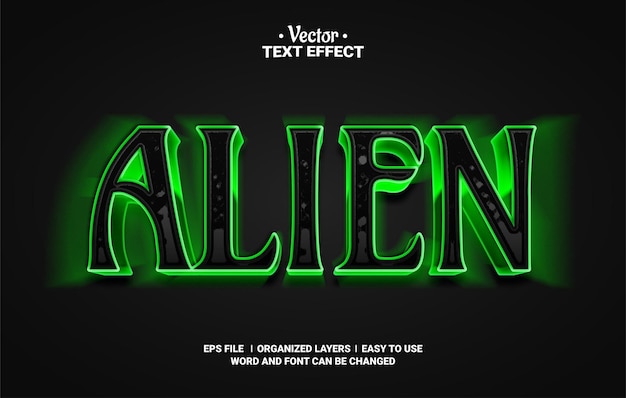 Vector efecto de texto vectorial editable alienígena