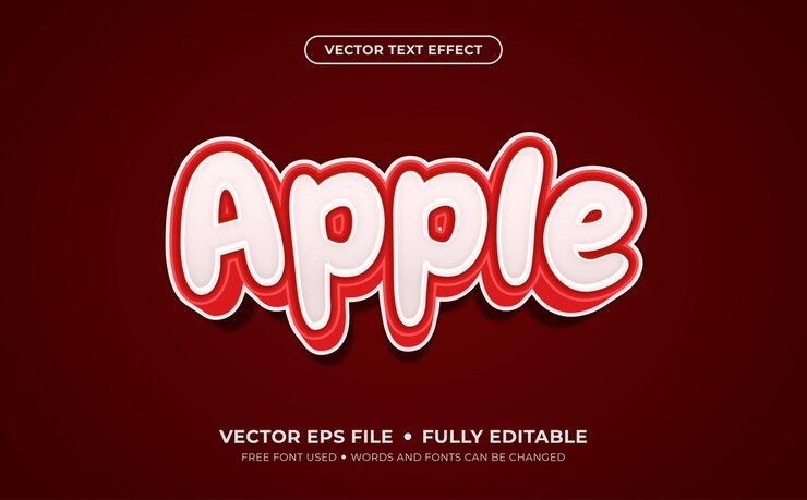 Vector efecto de texto vectorial editable de apple 3d.