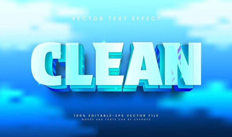 Vector efecto de texto vectorial editable azul limpio 3d adecuado para el tema fresco natural