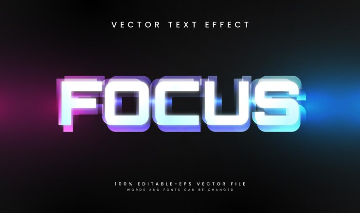 Vector efecto de texto vectorial editable borroso con estilo minimalista simple