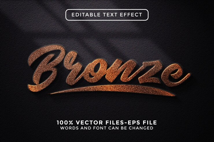 Vector efecto de texto vectorial editable de bronce