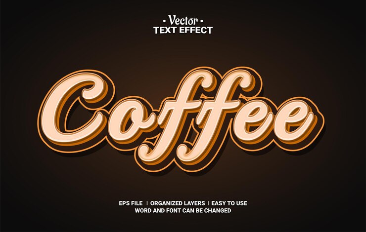 Vector efecto de texto vectorial editable para café