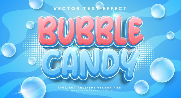 Efecto de texto vectorial editable de caramelo de burbuja adecuado para productos de alimentos dulces