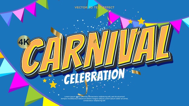 Efecto de texto vectorial editable para el carnaval