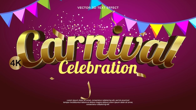 Efecto de texto vectorial editable para el carnaval