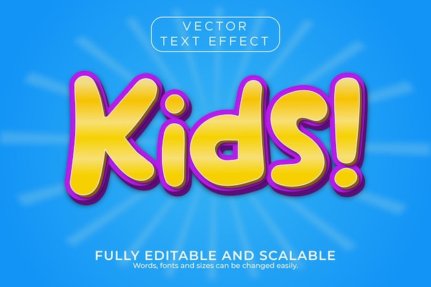 Efecto de texto vectorial editable de carta para niños