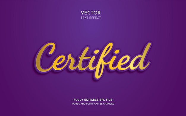 Efecto de texto vectorial editable certificado