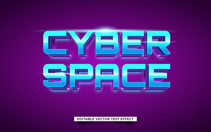 Vector efecto de texto vectorial editable en el ciberespacio