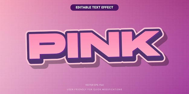 Efecto de texto vectorial editable Color rosa Aplicación rápida de tipografía para proyectos digitales e impresos
