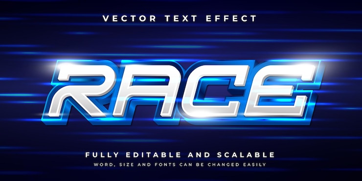 Vector efecto de texto vectorial editable de corredor de velocidad 3d