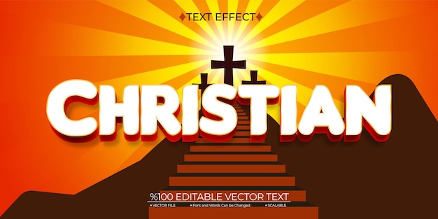 Efecto de texto vectorial editable cristiano blanco y rojo