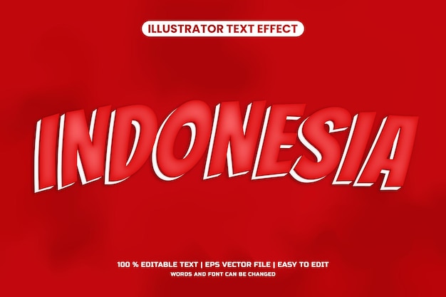 Efecto de texto vectorial editable del día de la independencia de indonesia