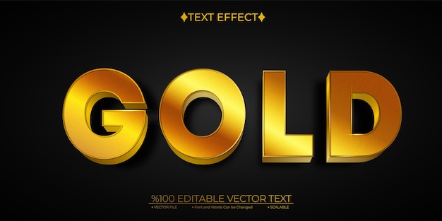 Efecto de texto vectorial editable dorado brillante