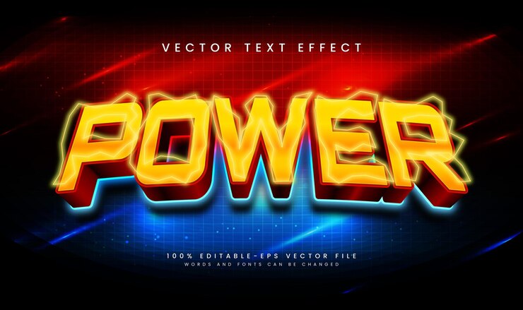 Vector efecto de texto vectorial editable de energía elegante tema de trueno eléctrico adecuado para eventos tecnológicos