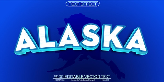 Efecto de texto vectorial editable y escalable de alaska azul y blanco frío