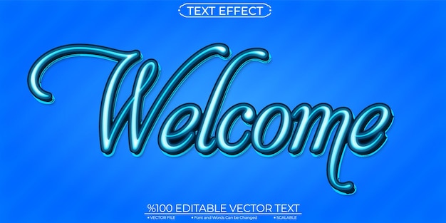 Efecto de texto vectorial editable y escalable de bienvenida caligráfica azul