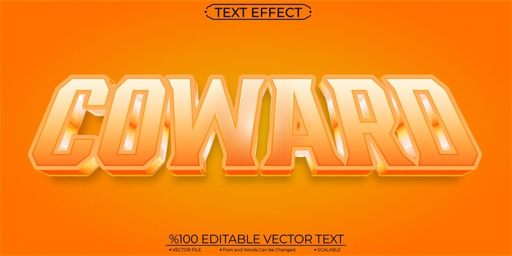 Vector efecto de texto vectorial editable y escalable de cobarde naranja