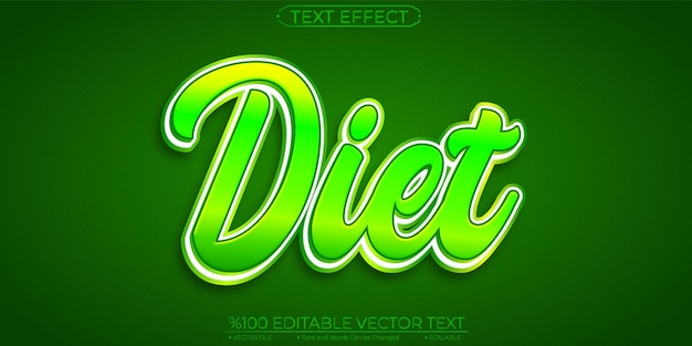 Efecto de texto vectorial editable y escalable de dieta verde linda y audaz