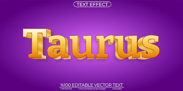 Efecto de texto vectorial editable y escalable gold taurus