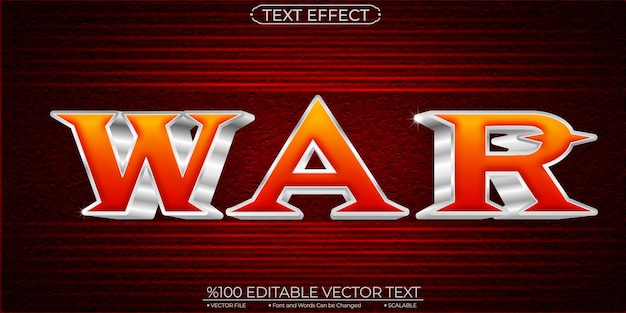 Vector efecto de texto vectorial editable y escalable de silver and red war