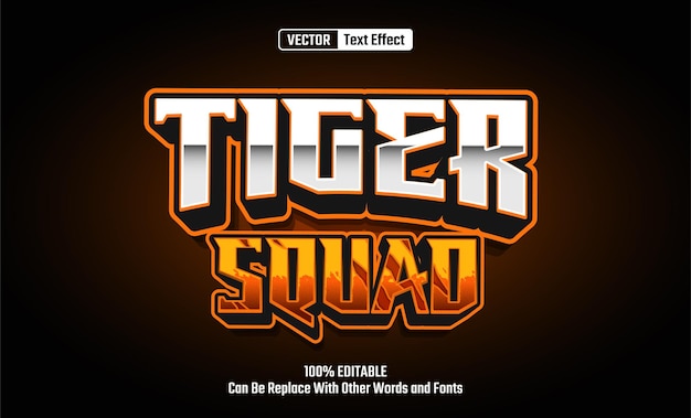 Efecto de texto vectorial editable del Escuadrón Tigre