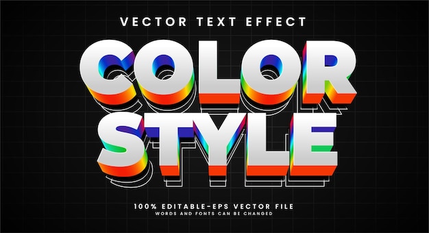 Efecto de texto vectorial editable de estilo de color con concepto colorido