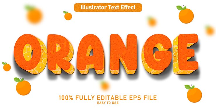 Vector efecto de texto vectorial editable en estilo de fruta naranja