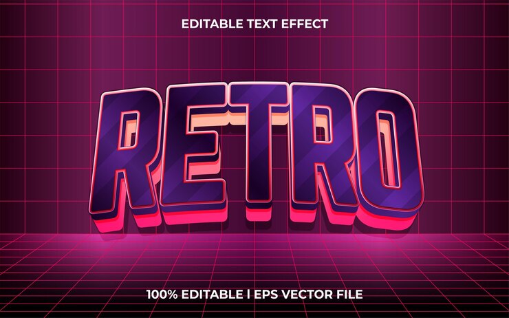 Vector efecto de texto vectorial editable de estilo logotipo retro 3d