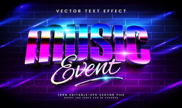 Efecto de texto vectorial editable de eventos musicales con concepto de tecnología moderna