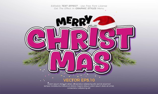 Efecto de texto vectorial editable Feliz Navidad