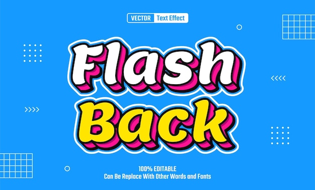 Vector efecto de texto vectorial editable de flashback