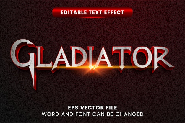 Efecto de texto vectorial editable de gladiador metálico