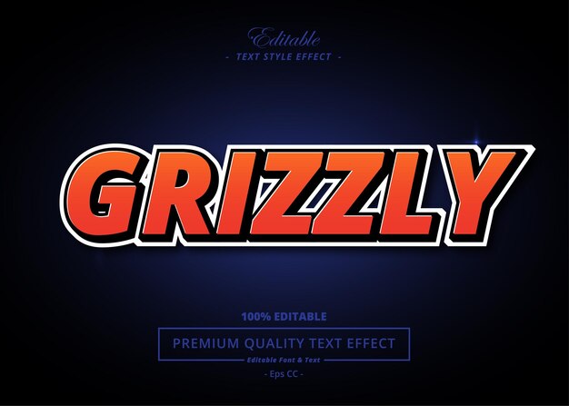 EFECTO DE TEXTO VECTORIAL EDITABLE GRIZZLY