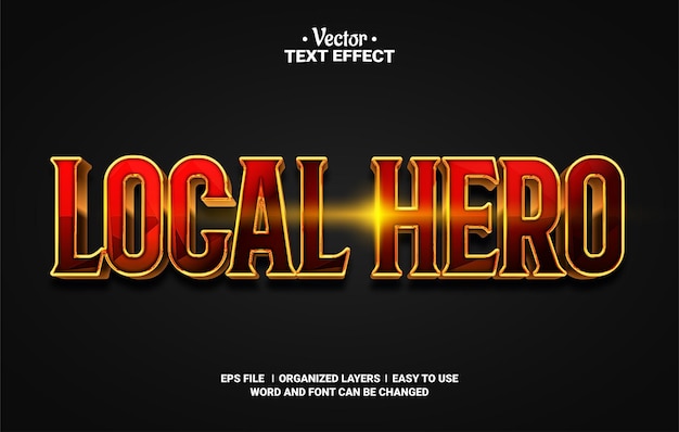 Efecto de texto vectorial editable de héroe local