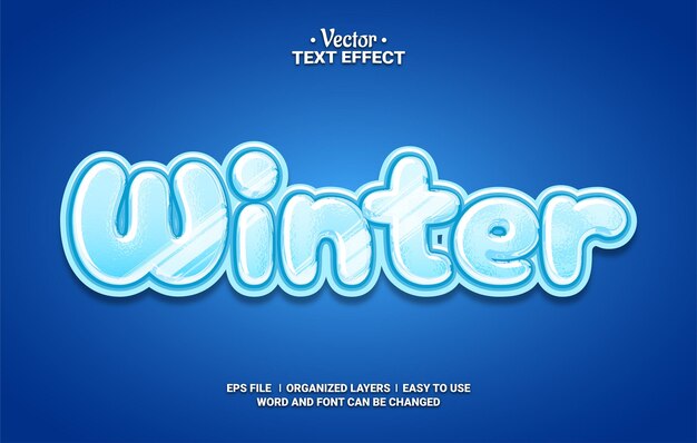 Vector efecto de texto vectorial editable de invierno