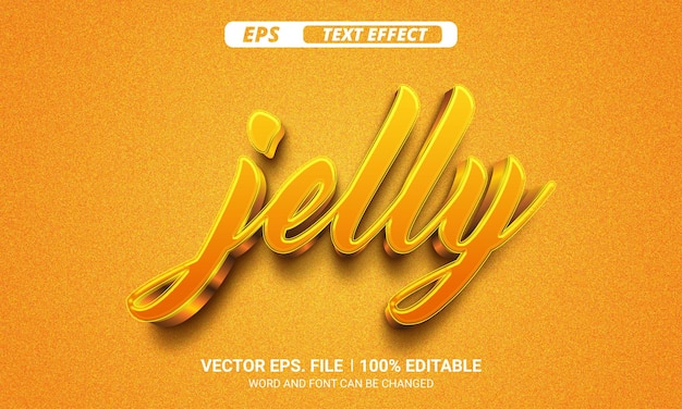 Efecto de texto vectorial editable jelly 3d sobre fondo amarillo