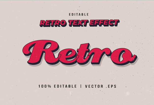 Efecto de texto vectorial editable de juegos retro vintage, estilo de efecto de texto de eps vectoriales