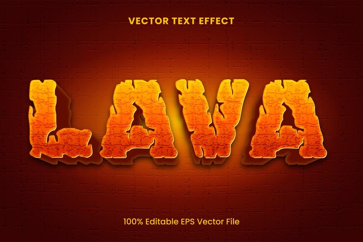 Vector efecto de texto vectorial editable de lava volcánica