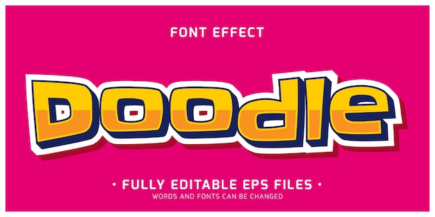 Efecto de texto vectorial editable lindo doodle kawaii