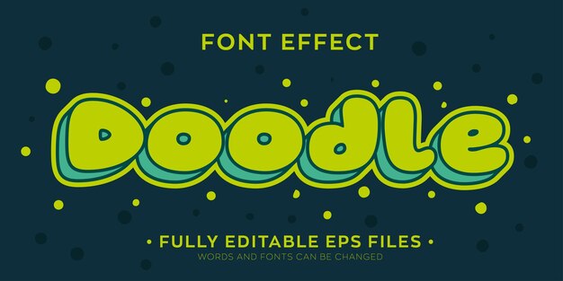 Efecto de texto vectorial editable lindo doodle kawaii