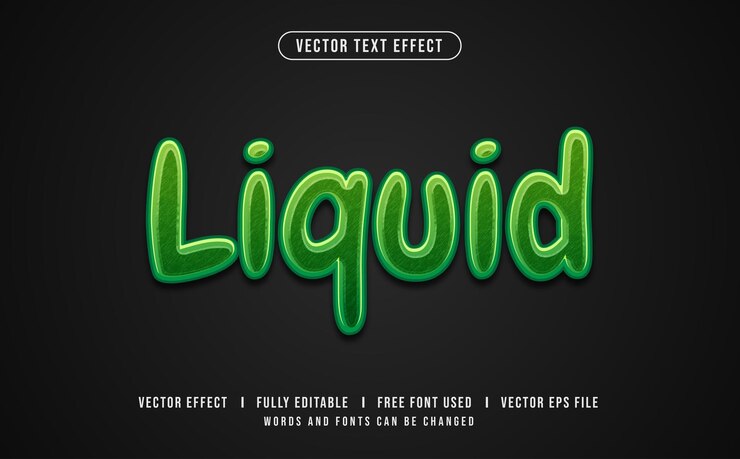 Vector efecto de texto vectorial editable de líquido verde