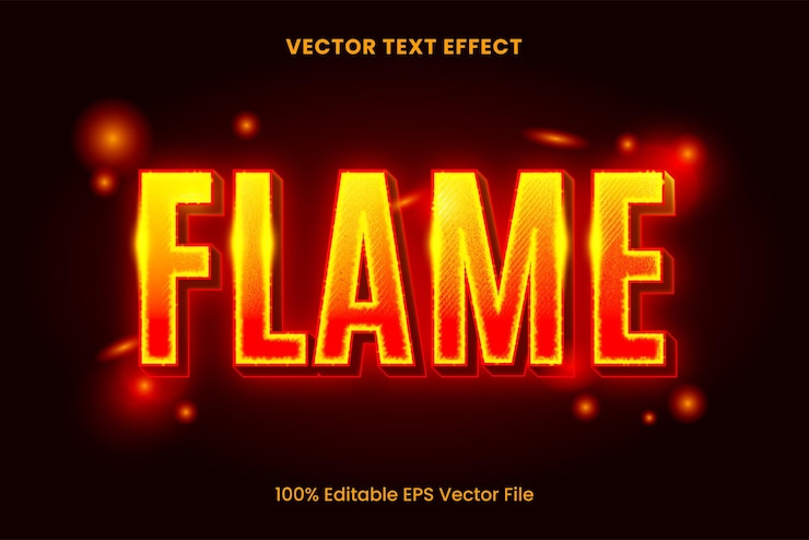 Vector efecto de texto vectorial editable de llama de fuego caliente