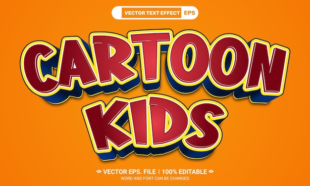 Efecto de texto vectorial editable naranja y azul para niños de dibujos animados