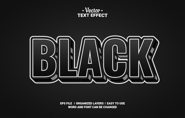 Efecto de texto vectorial editable negro