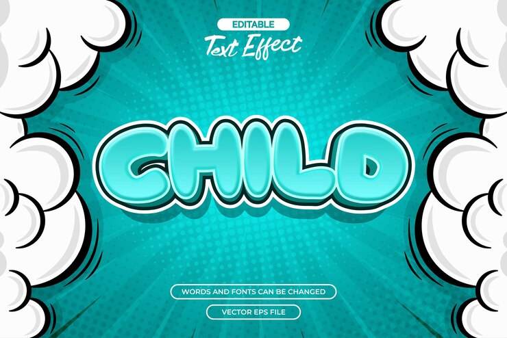 Vector efecto de texto vectorial editable para niños