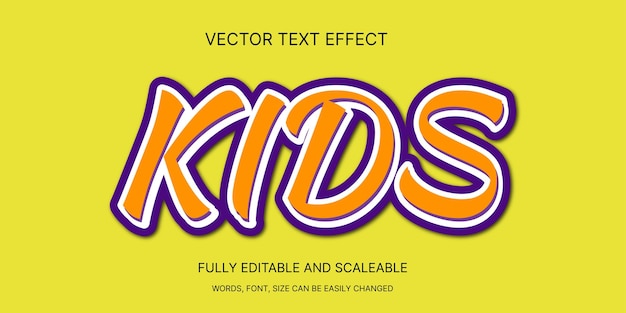 Efecto de texto vectorial editable para niños