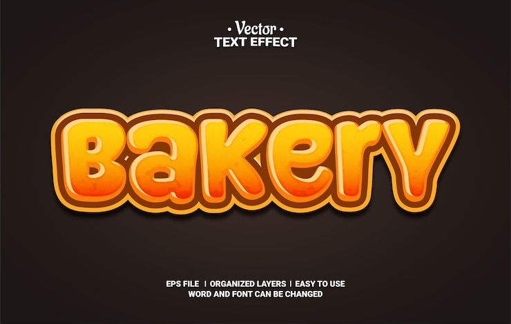 Vector efecto de texto vectorial editable de panadería