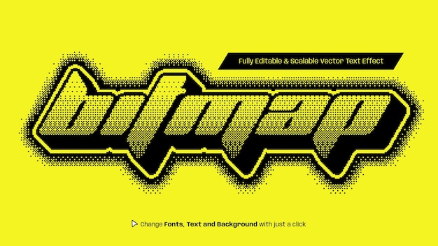 Efecto de texto vectorial editable pixelado de mapa de bits retro